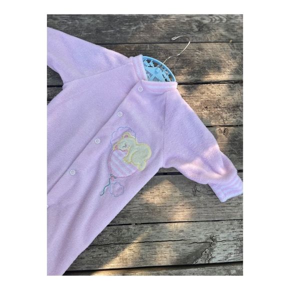 Vintage 80s Terry Cloth Footy Sleeper Teddy - Picture 6 of 9